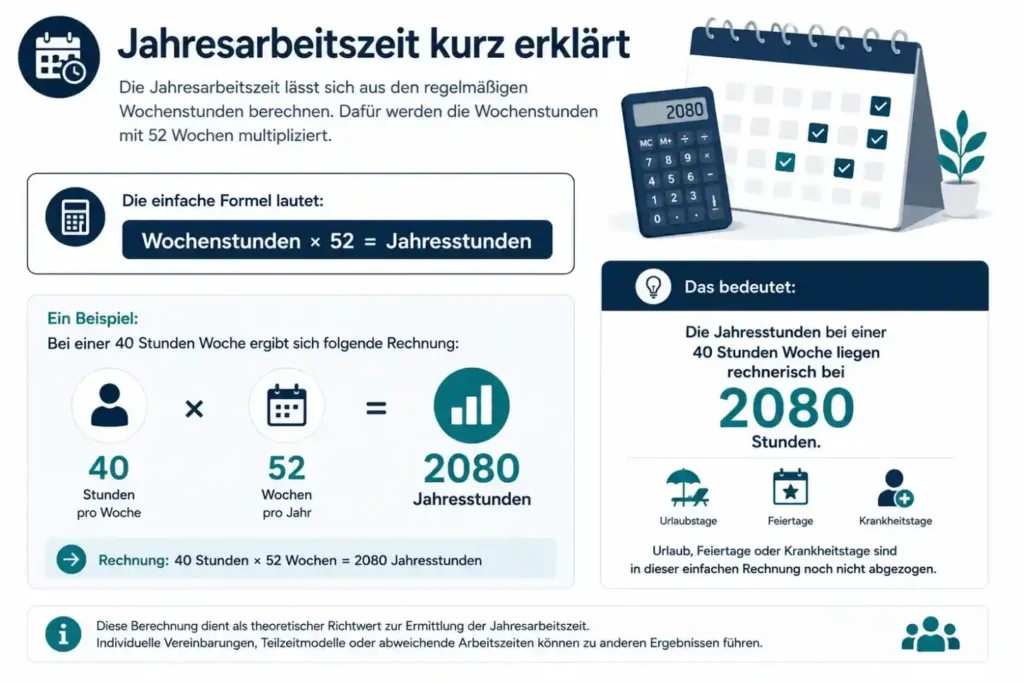 Jahresarbeitszeit aus Wochenstunden berechnen
