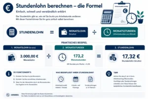 Stundenlohn berechnen mit Monatslohn, Monatsstunden und der Stundenlohn Formel