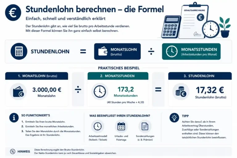 Stundenlohn berechnen mit Monatslohn, Monatsstunden und der Stundenlohn Formel