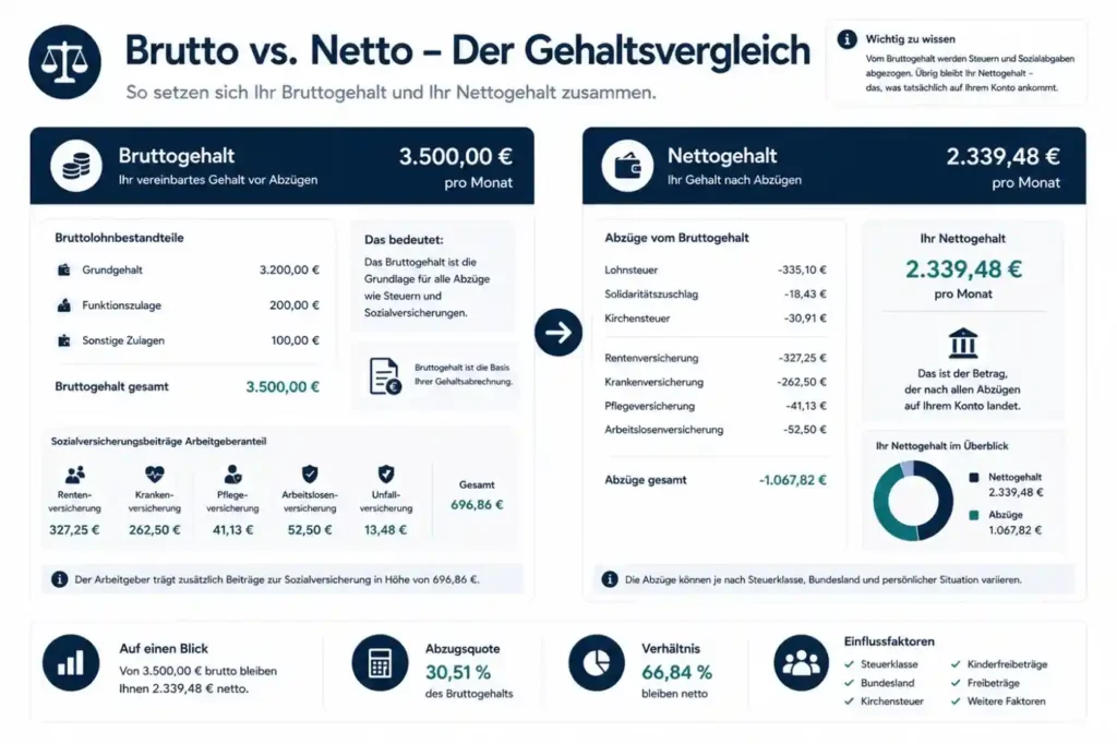 Unterschied zwischen Brutto- und Nettostundenlohn erklärt