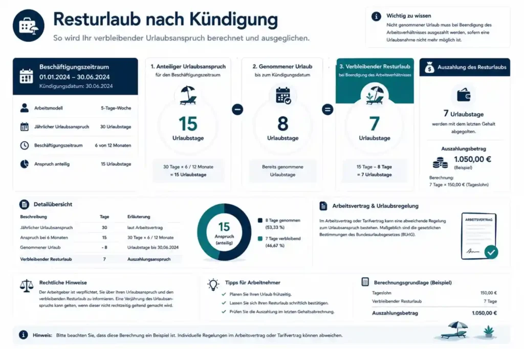 Resturlaub und Urlaubsanspruch bei Kündigung berechnen